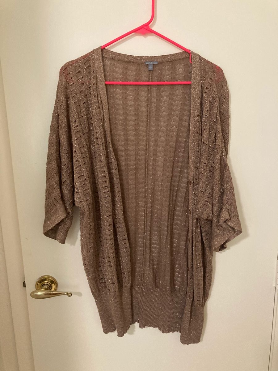 Tan sparkle shirt sleeve cardigan 